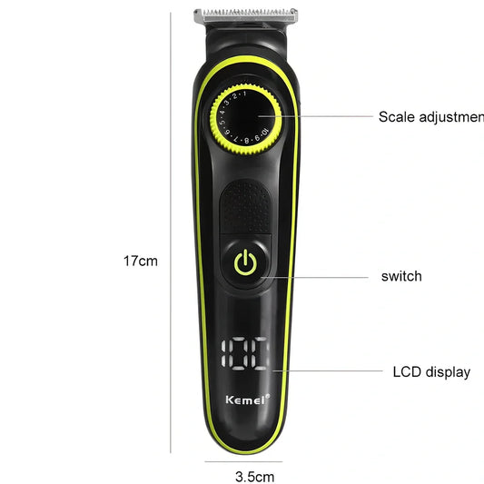 Kemei electric hair clipper with dual power supply and 5W motor for home grooming