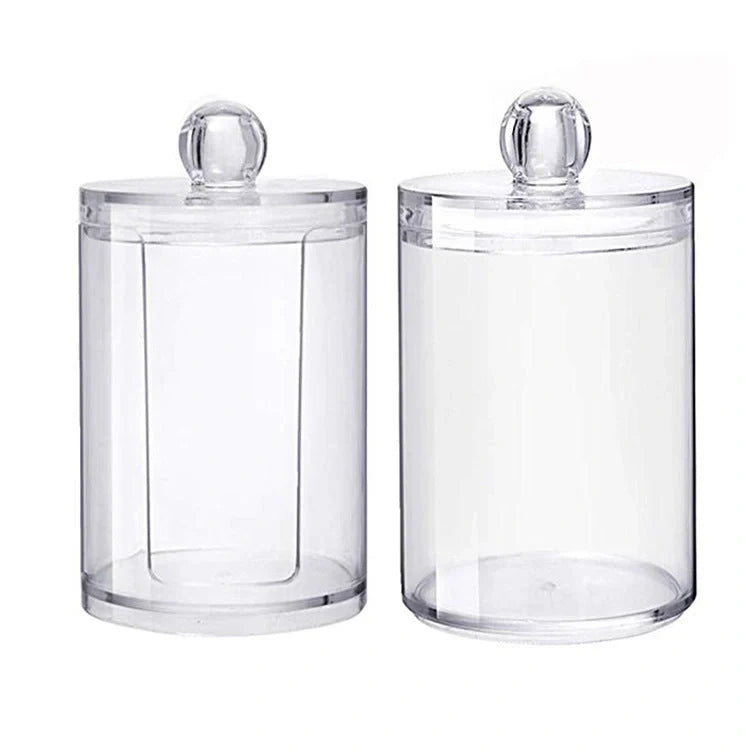 Transparent PS cotton swab and pad storage box for vanity organization