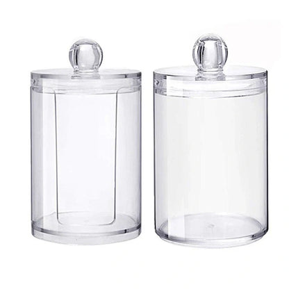 Transparent PS cotton swab and pad storage box for vanity organization