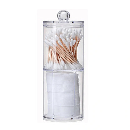 Transparent PS cotton swab and pad storage box for vanity organization