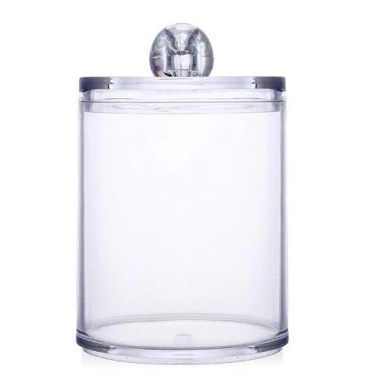 Transparent PS cotton swab and pad storage box for vanity organization