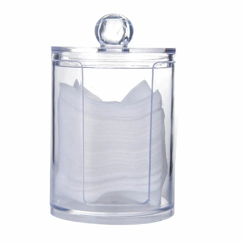 Transparent PS cotton swab and pad storage box for vanity organization