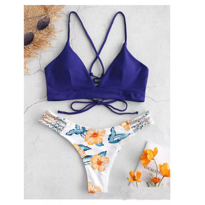 Braided rope bikini swimsuit in various colors, showcasing unique design and comfortable fit