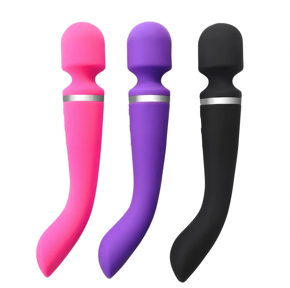 Purple double head silicone vibrator, 20cm USB charging model for quiet female use, under 5dB noise