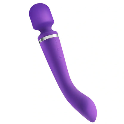 Purple double head silicone vibrator, 20cm USB charging model for quiet female use, under 5dB noise