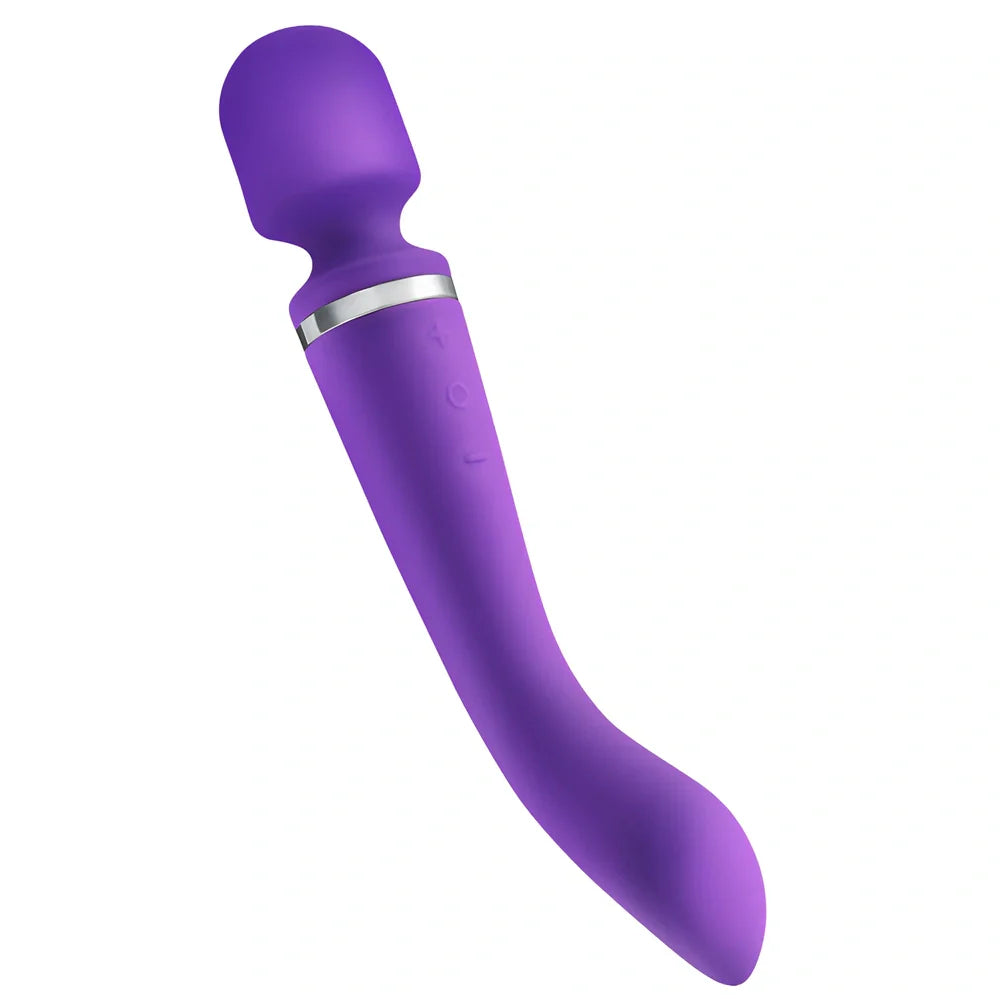 Purple double head silicone vibrator, 20cm USB charging model for quiet female use, under 5dB noise