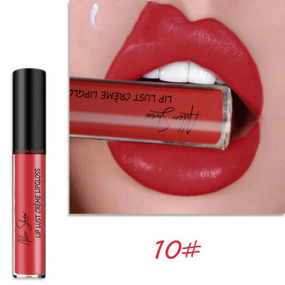Silky cream texture lip gloss tube in various colour options from single to 12-piece set.