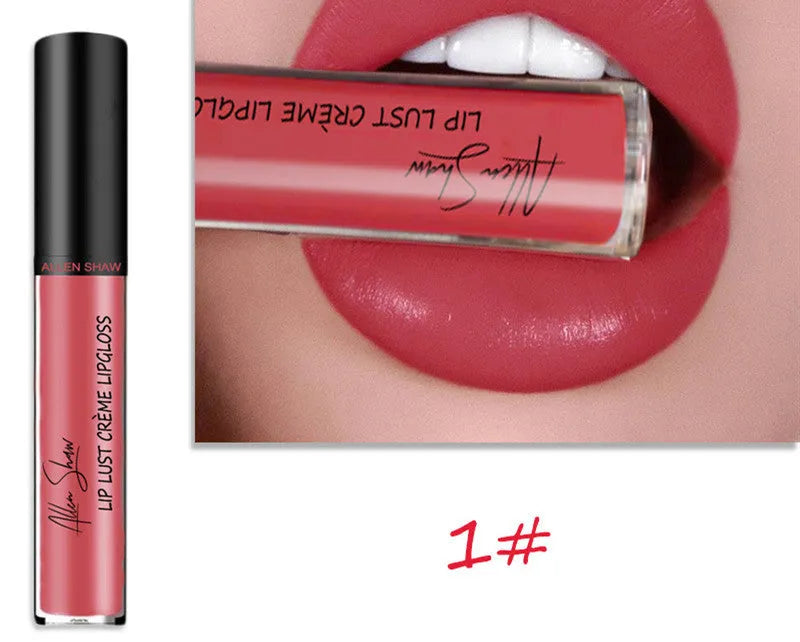 Silky cream texture lip gloss tube in various colour options from single to 12-piece set.