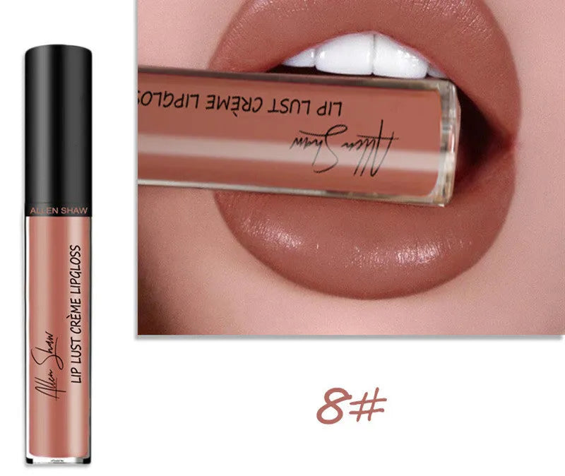 Silky cream texture lip gloss tube in various colour options from single to 12-piece set.