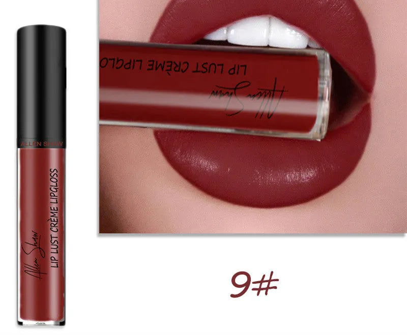 Silky cream texture lip gloss tube in various colour options from single to 12-piece set.