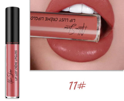 Silky cream texture lip gloss tube in various colour options from single to 12-piece set.