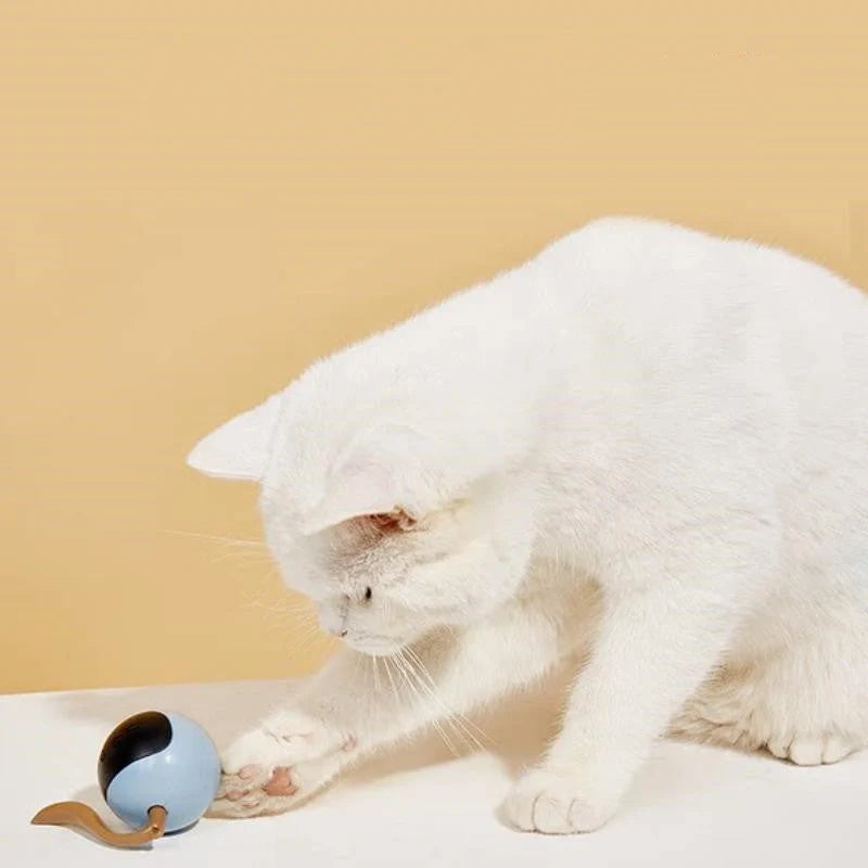 Interactive LED rotating ball for cats with colorful lights and automatic direction change
