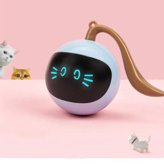 Interactive LED rotating ball for cats with colorful lights and automatic direction change