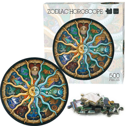 Zodiac Rainbow Magic Kaleidoscope Puzzle in six vibrant styles, 48cm diameter