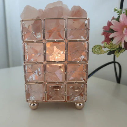 Elegant crystal salt lamp with warm, calming glow and natural air purifying capabilities