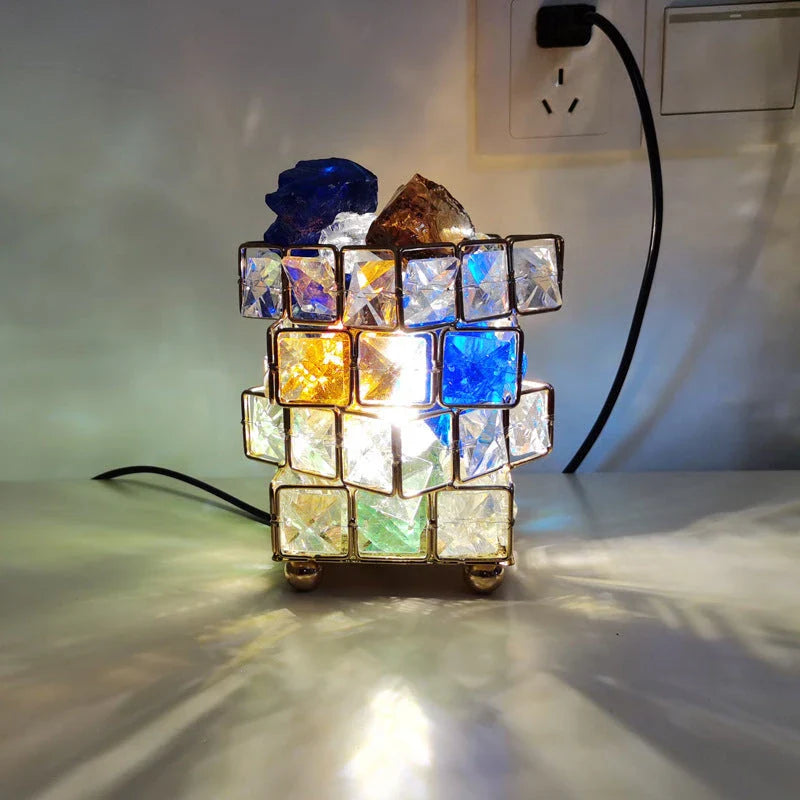 Elegant crystal salt lamp with warm, calming glow and natural air purifying capabilities