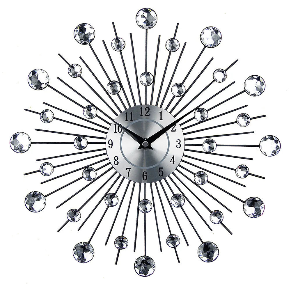 33cm silver metal round wall clock with pointer display and quartz movement