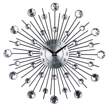 33cm silver metal round wall clock with pointer display and quartz movement