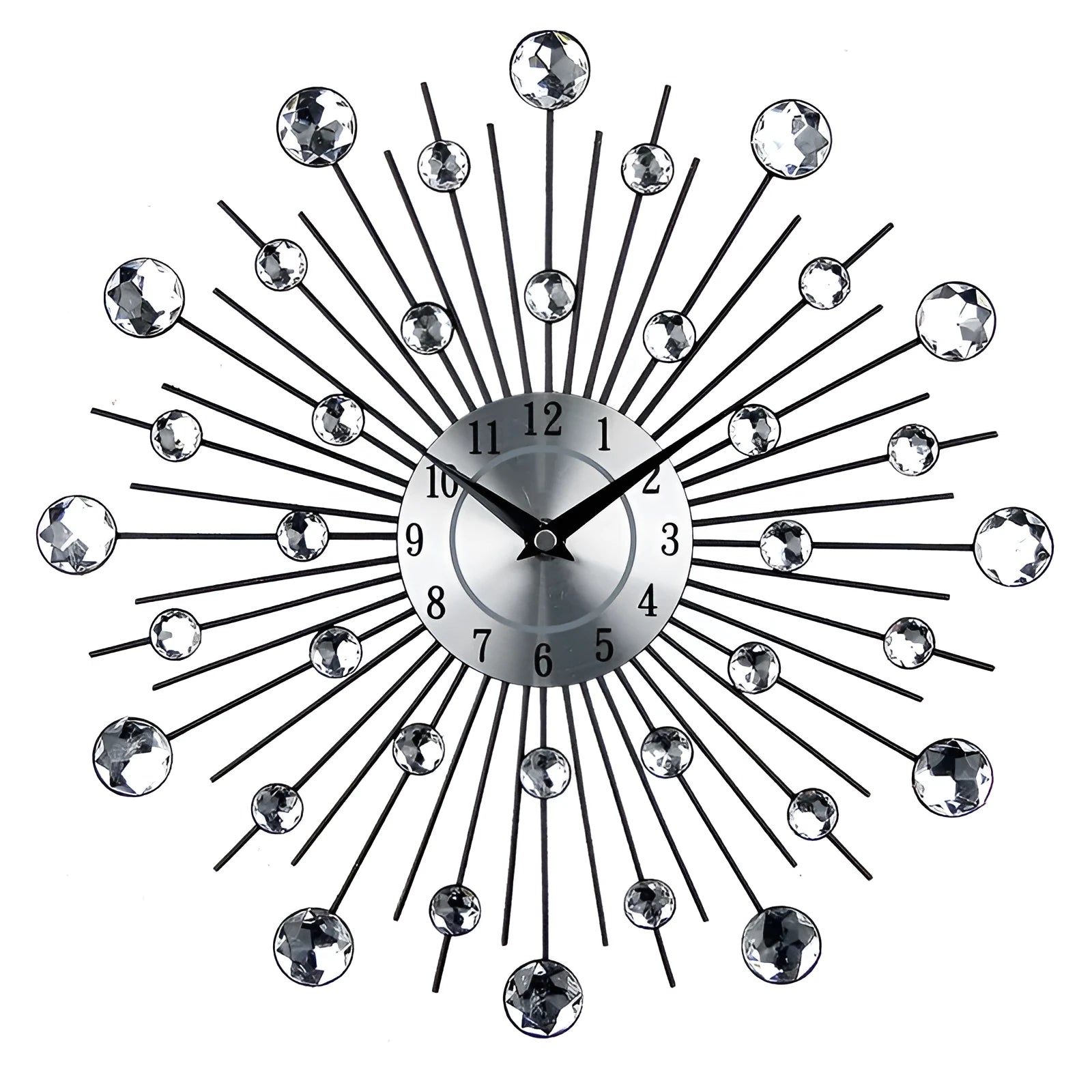 33cm silver metal round wall clock with pointer display and quartz movement