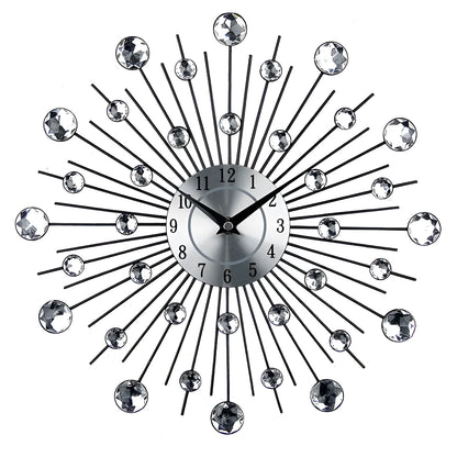 33cm silver metal round wall clock with pointer display and quartz movement