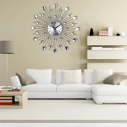 33cm silver metal round wall clock with pointer display and quartz movement