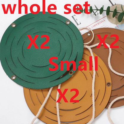 Handwoven leather hanger basket with macrame wall hanging for small plants