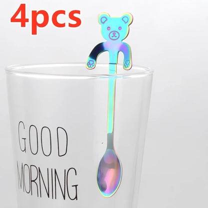 304 stainless steel coffee spoon with cartoon animal handle measuring 11.8cm length