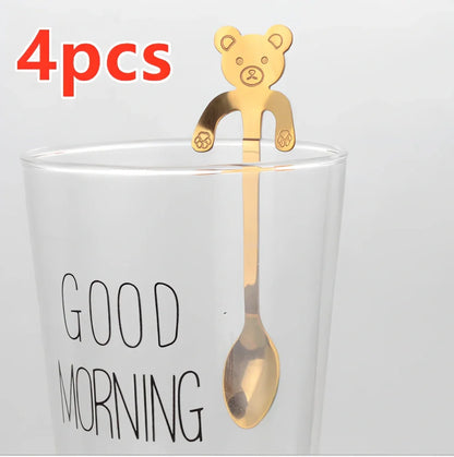 304 stainless steel coffee spoon with cartoon animal handle measuring 11.8cm length