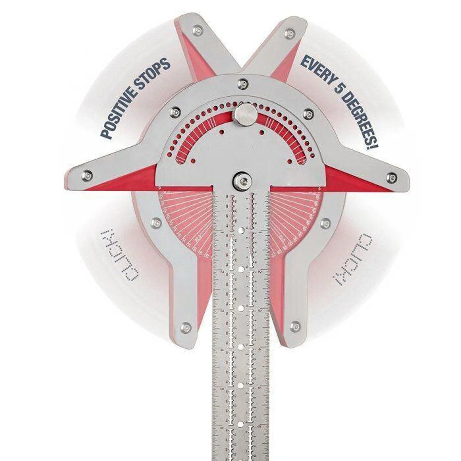 Precision woodworking angle protractor ruler with adjustable head and laser-engraved scales