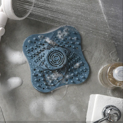 TPR silicone hair filter for sinks and bathtubs, available in black, white, and blue