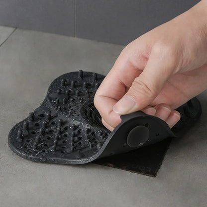 TPR silicone hair filter for sinks and bathtubs, available in black, white, and blue