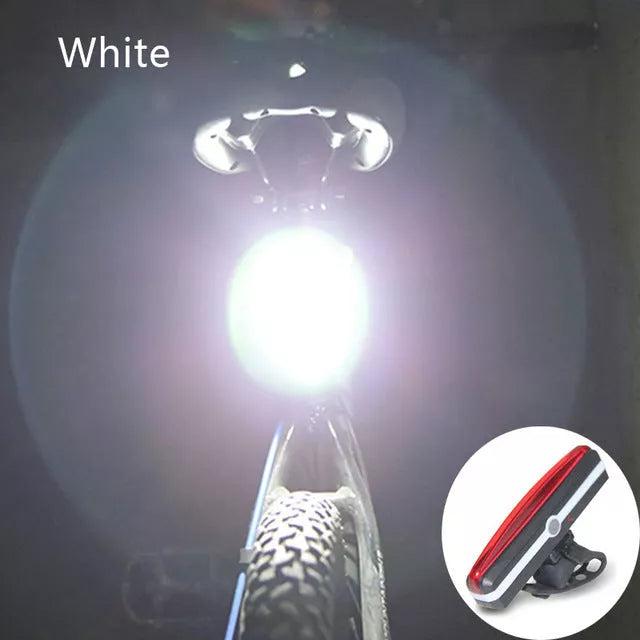 USB rechargeable COB tail light for bicycles in multiple colors