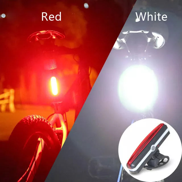 USB rechargeable COB tail light for bicycles in multiple colors