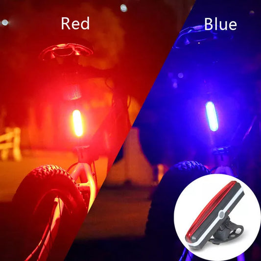 USB rechargeable COB tail light for bicycles in multiple colors