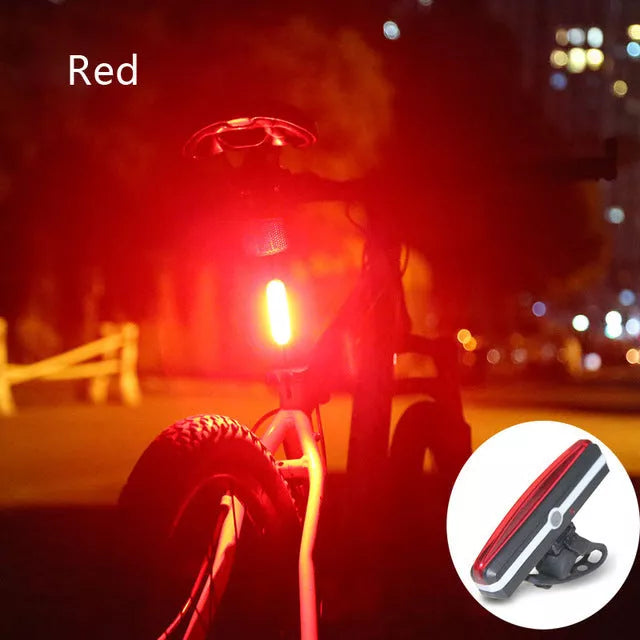 USB rechargeable COB tail light for bicycles in multiple colors
