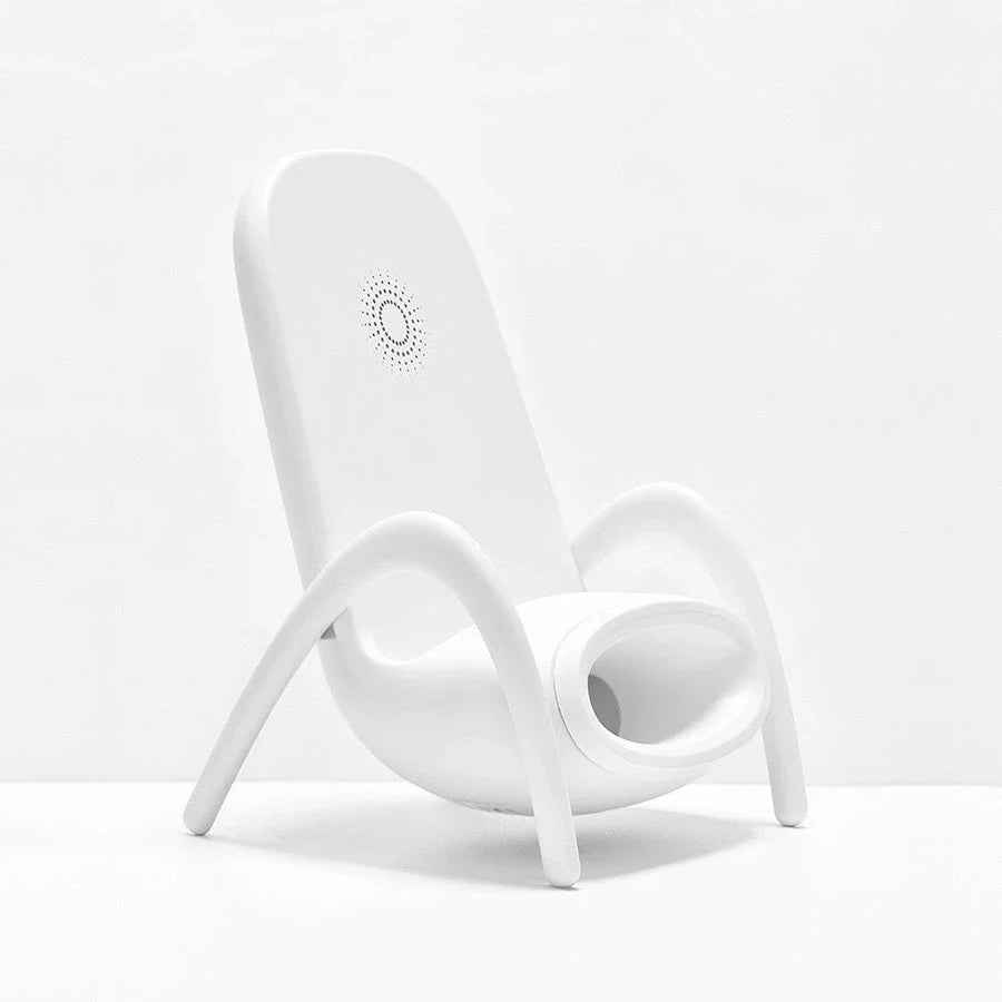 Wireless fast charging station with a stylish phone holder, designed for convenient and safe charging on a desk or table
