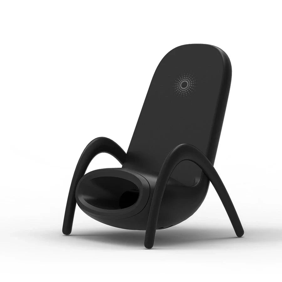 Wireless fast charging station with a stylish phone holder, designed for convenient and safe charging on a desk or table