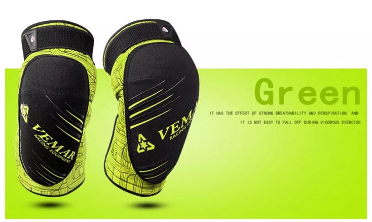 Cycling sports motorbike protection knee guards in black, blue, yellow, green, red