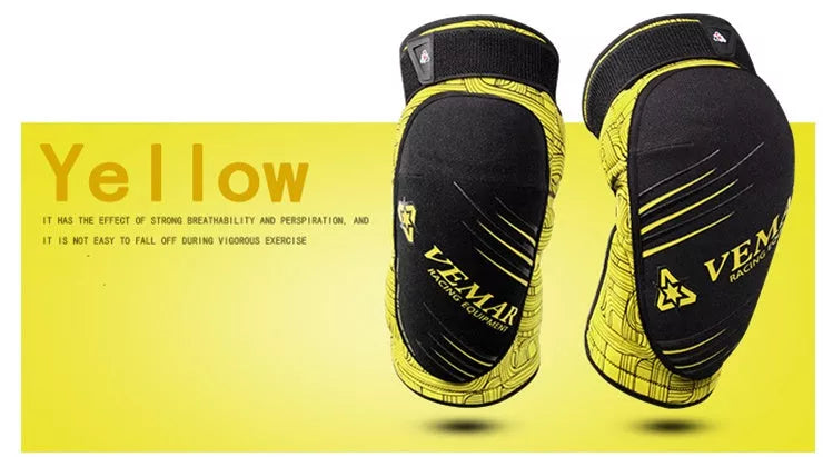 Cycling sports motorbike protection knee guards in black, blue, yellow, green, red