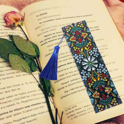 Handcrafted leather diamond painting bookmark with mandala flower embroidery ornament