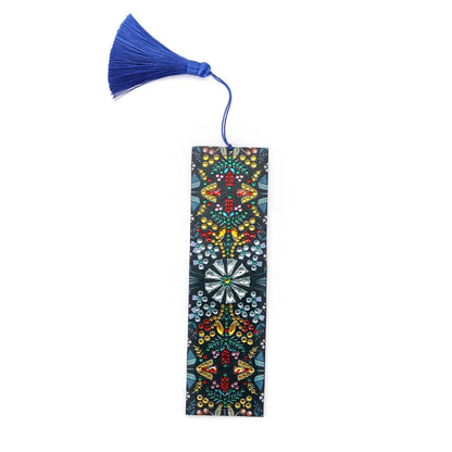 Handcrafted leather diamond painting bookmark with mandala flower embroidery ornament