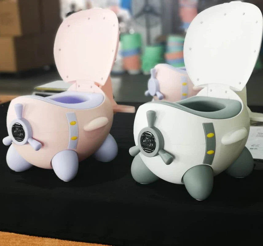 Toddler toilet seat with non-slip surface, soft cushioned pad, and ergonomic backrest for comfortable and safe potty training