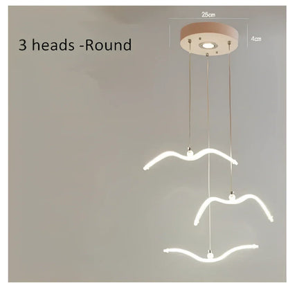 LED chandelier with variable brightness and ABS construction for dining room ceiling lighting
