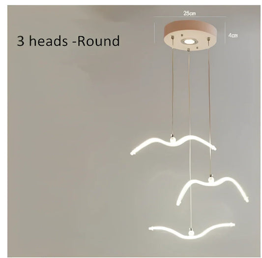 LED chandelier with variable brightness and ABS construction for dining room ceiling lighting