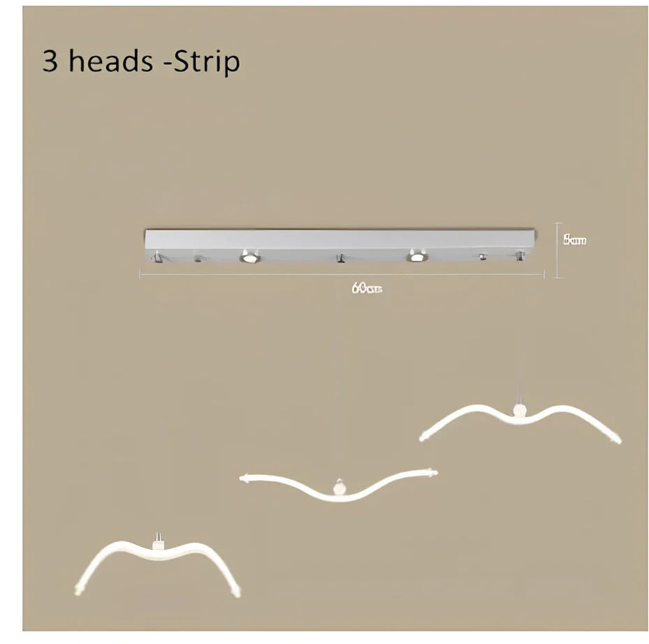 LED chandelier with variable brightness and ABS construction for dining room ceiling lighting