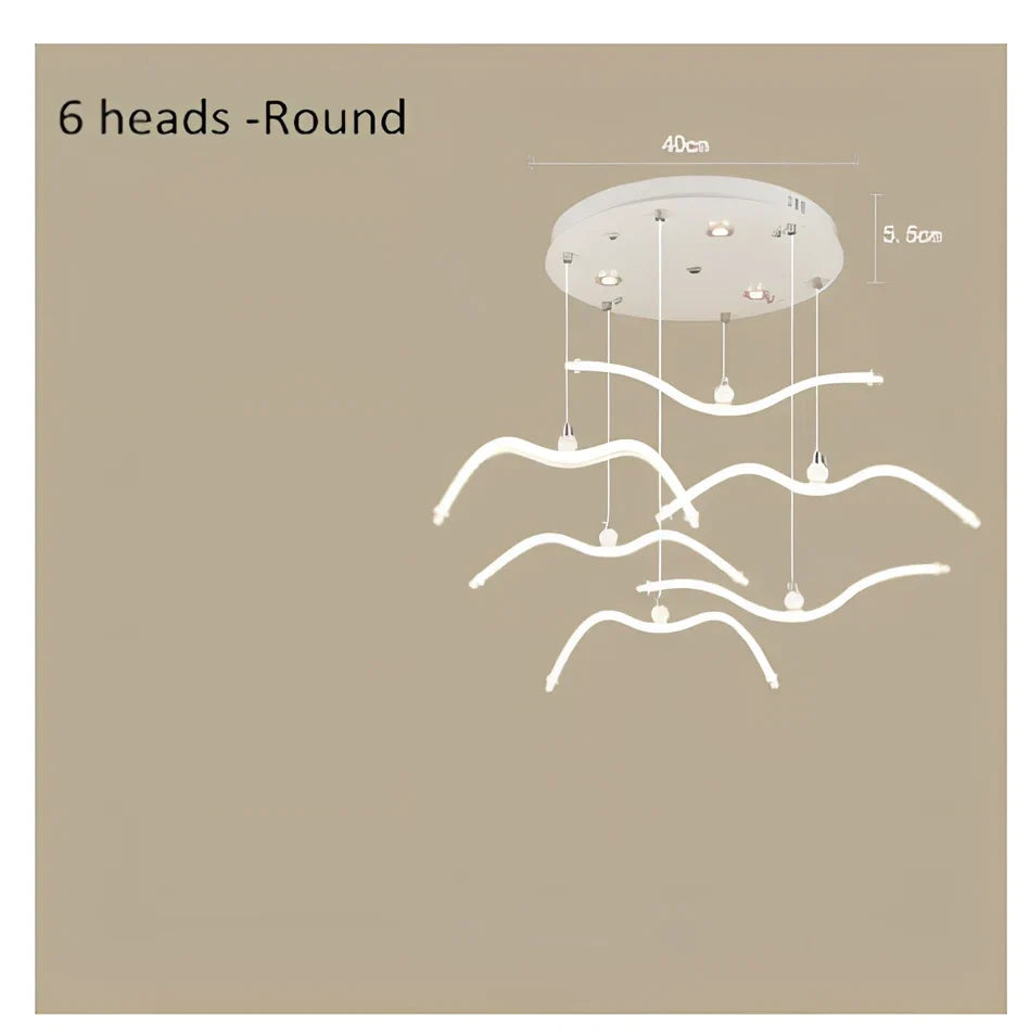 LED chandelier with variable brightness and ABS construction for dining room ceiling lighting