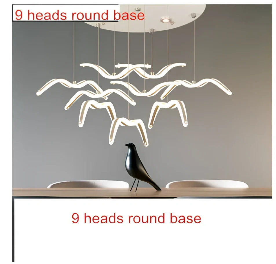 LED chandelier with variable brightness and ABS construction for dining room ceiling lighting