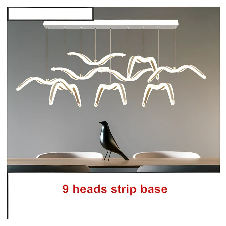 LED chandelier with variable brightness and ABS construction for dining room ceiling lighting