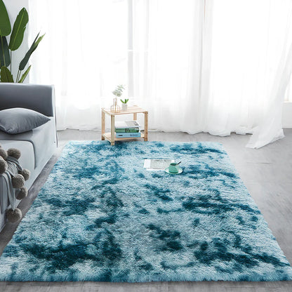 Rectangular polyester-cotton blend carpet in plain pattern with machine-woven texture