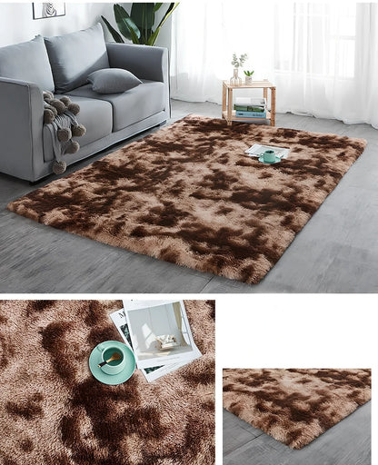 Rectangular polyester-cotton blend carpet in plain pattern with machine-woven texture